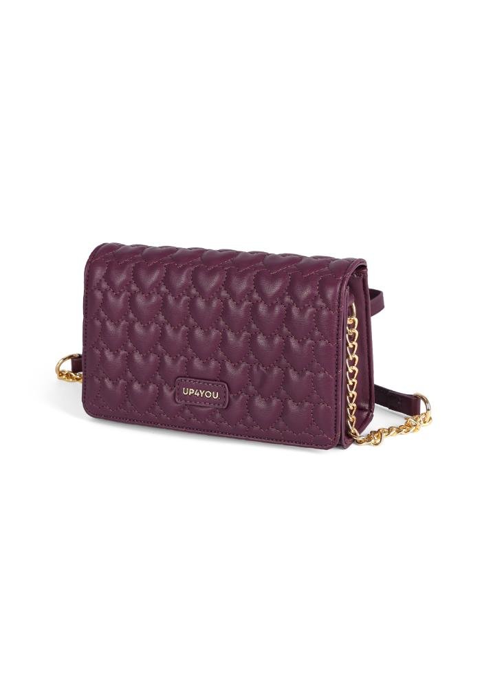 Bolsa Carteiro Pequena Transversal Matelassê Coração Up4you Roxo 2