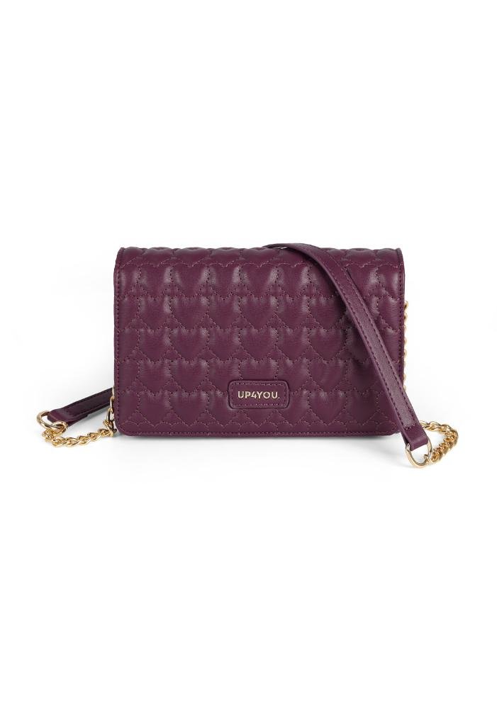 Bolsa Carteiro Pequena Transversal Matelassê Coração Up4you Roxo 6