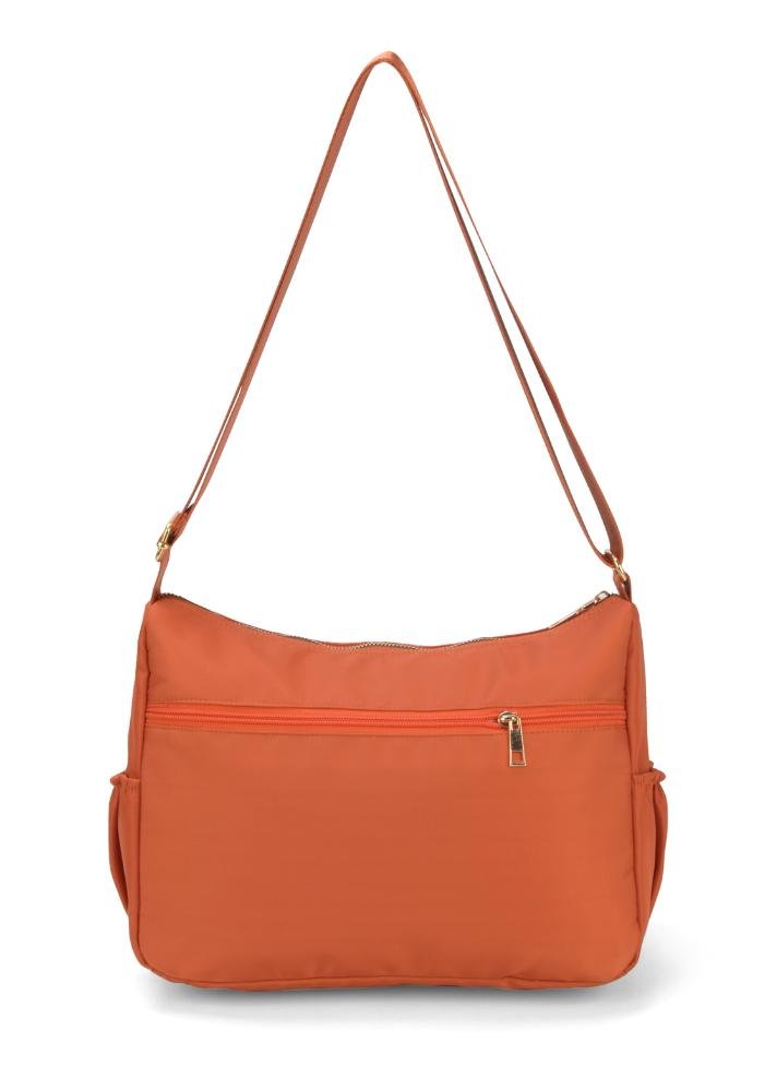 Bolsa Canoa Pequena Transversal Náilon Três Bolsos Up4you Laranja 3