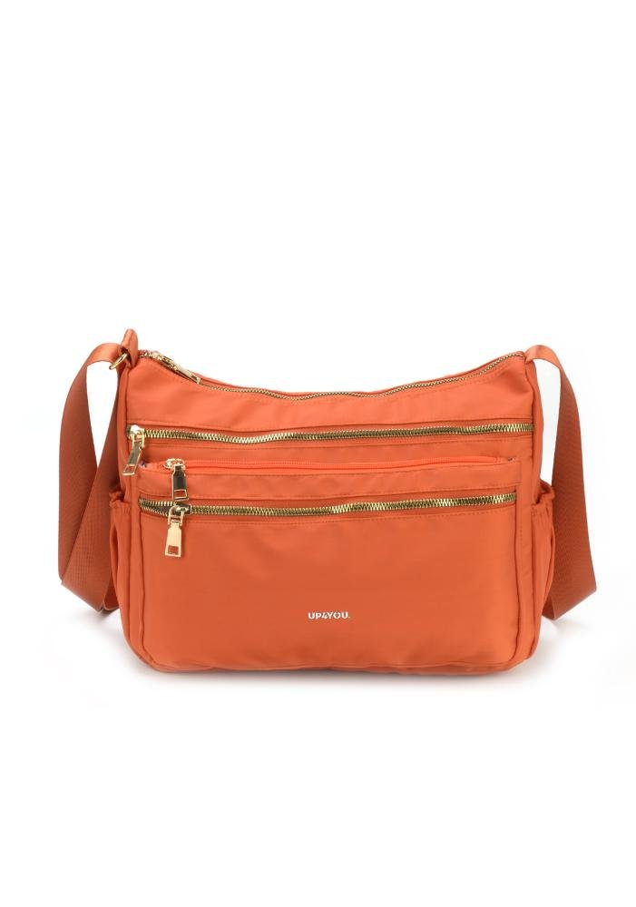 Bolsa Canoa Pequena Transversal Náilon Três Bolsos Up4you Laranja 4