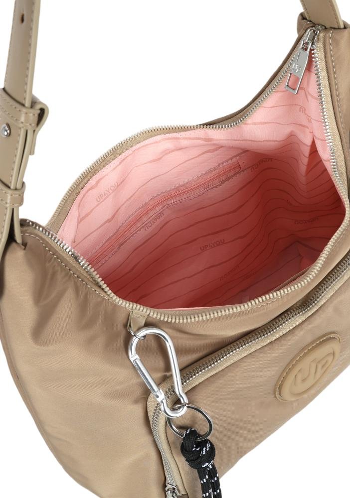 Bolsa Croissant Pequena Náilon Up4you Bege 3