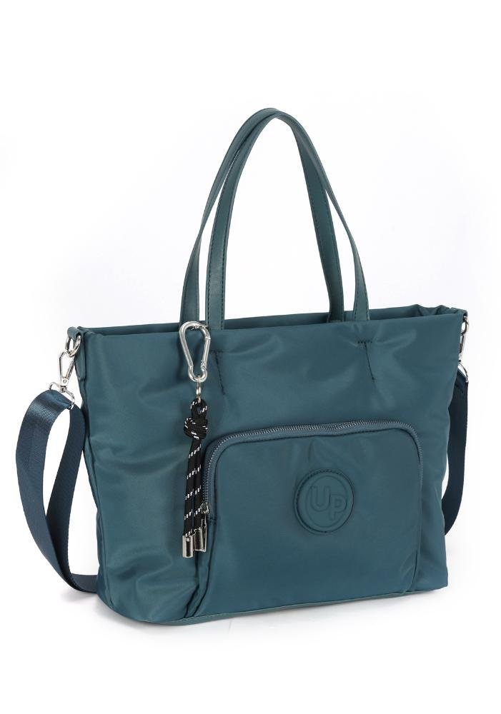 Bolsa Tote Média Transversal Náilon Dois Bolsos Up4you Pétroleo 4