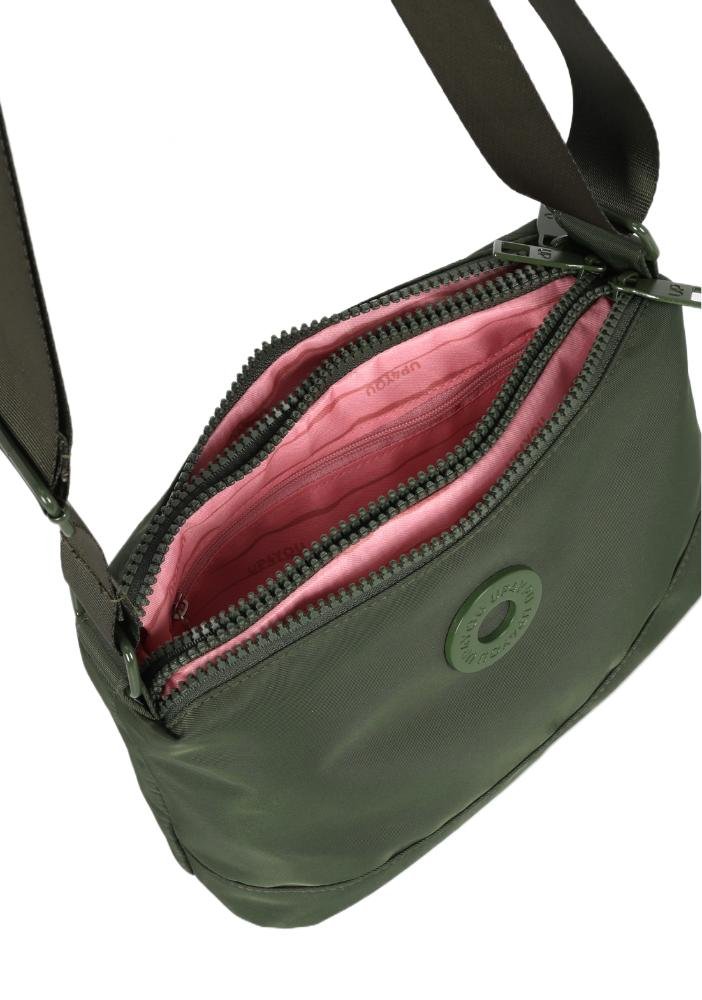 Bolsa Canoa Pequena Transversal Náilon Três Bolsos Up4you Verde 3
