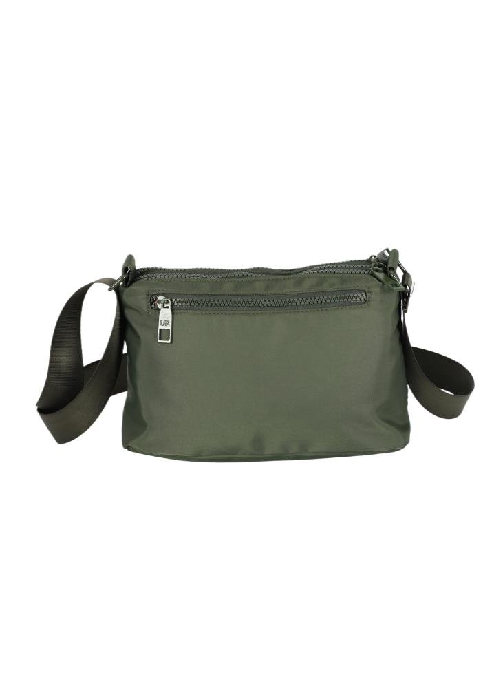 Bolsa Canoa Pequena Transversal Náilon Três Bolsos Up4you Verde 5