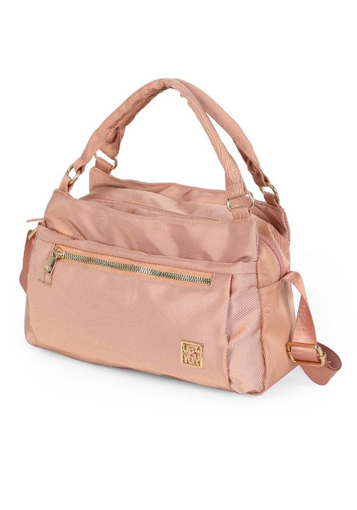 Bolsa Trapézio Pequena Transversal Náilon Duas Divisorias Up4you Rosa 2