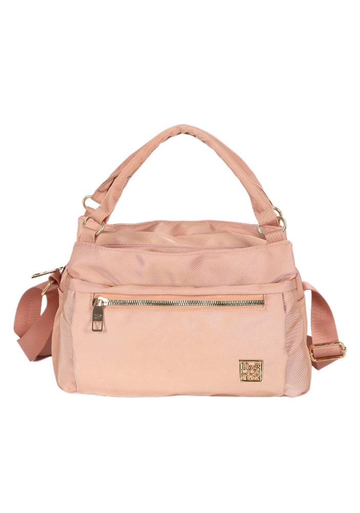 Bolsa Trapézio Pequena Transversal Náilon Duas Divisorias Up4you Rosa 3