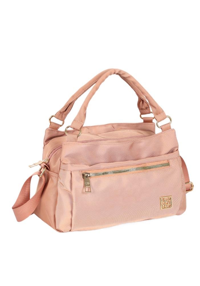 Bolsa Trapézio Pequena Transversal Náilon Duas Divisorias Up4you Rosa 4