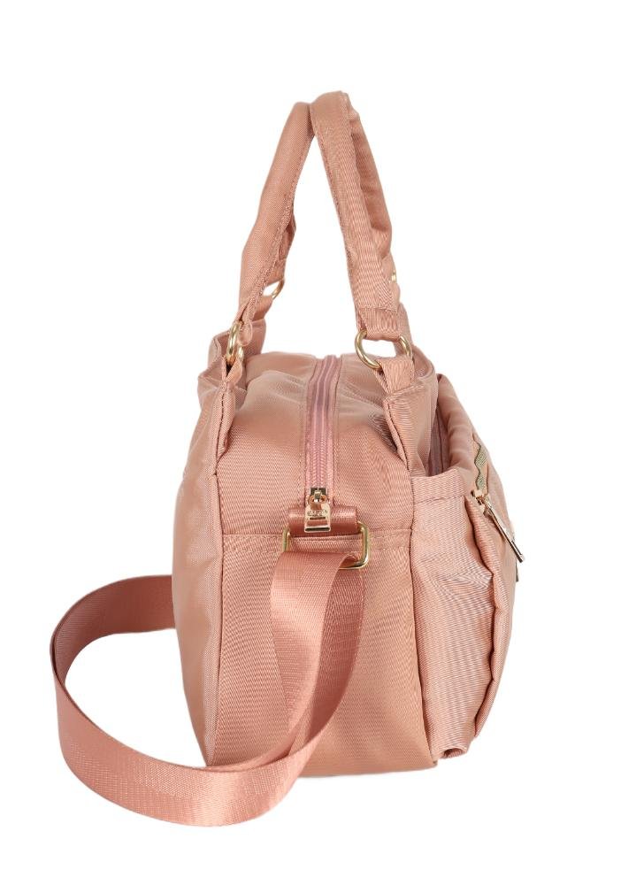 Bolsa Trapézio Pequena Transversal Náilon Duas Divisorias Up4you Rosa 6