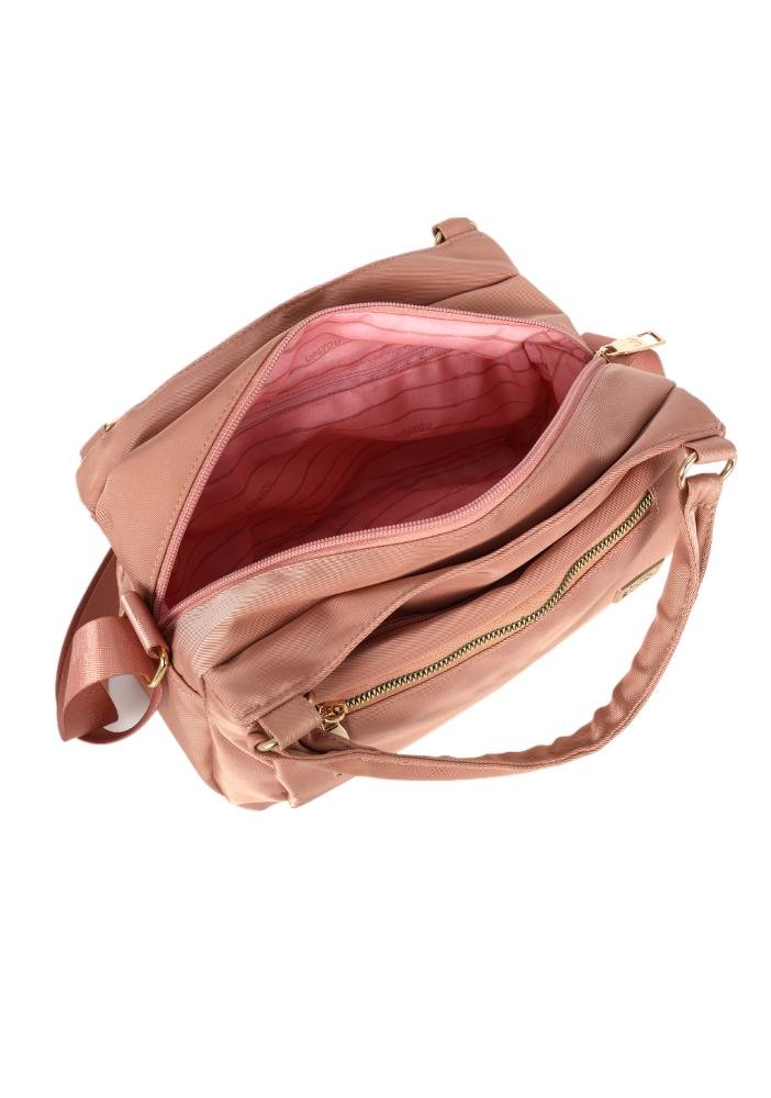 Bolsa Trapézio Pequena Transversal Náilon Duas Divisorias Up4you Rosa 7