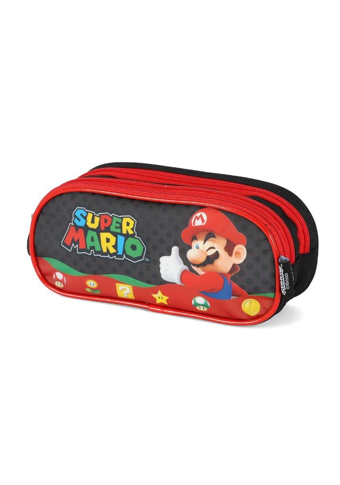 Estojo Triplo Infantil Pequeno Super Mário Vermelho 2
