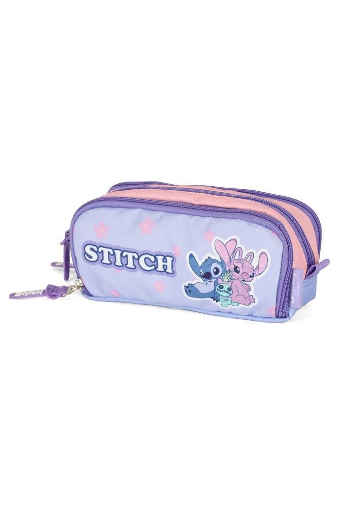 Estojo Triplo Infantil Médio Stitch Disney Roxo 2