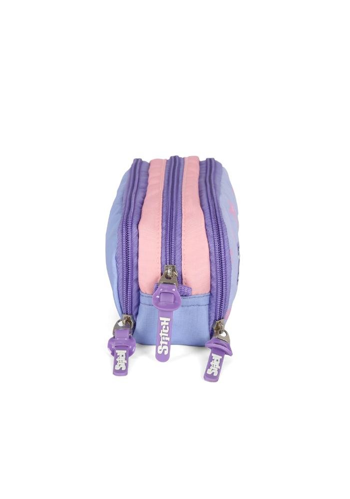 Estojo Triplo Infantil Médio Stitch Disney Roxo 3