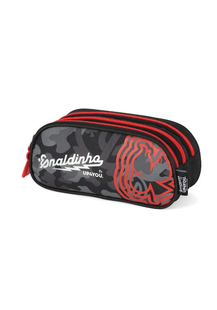 Estojo Triplo Juvenil Médio Enaldinho Up4you Preto/Vermelho 2