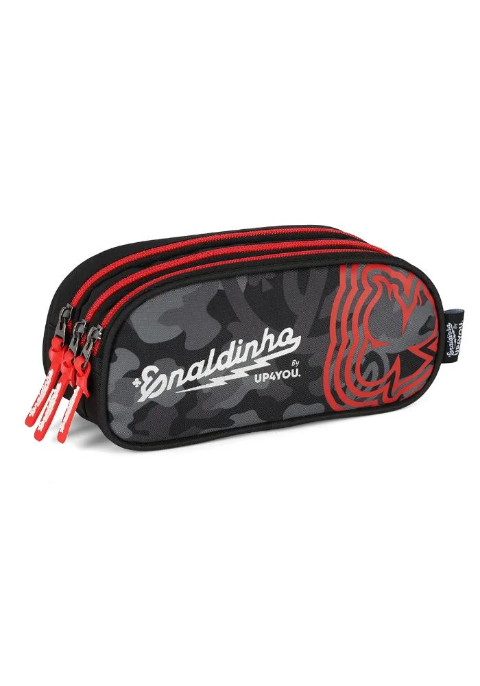 Estojo Triplo Juvenil Médio Enaldinho Up4you Preto/Vermelho 3