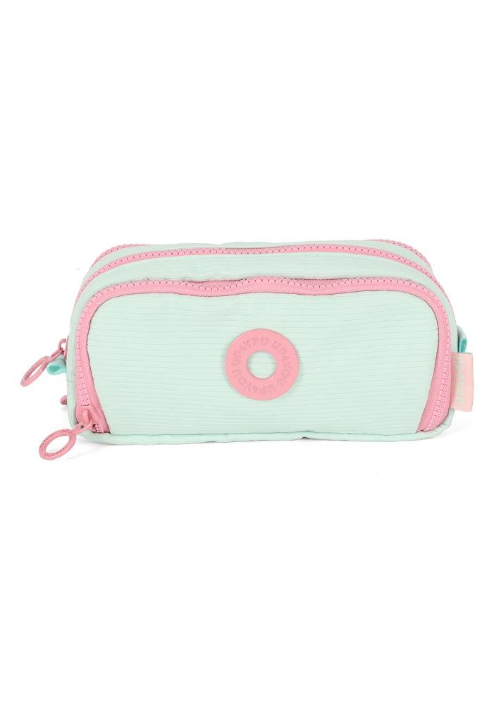 Estojo Triplo Juvenil Médio Luara Up4you Verde/Rosa 1