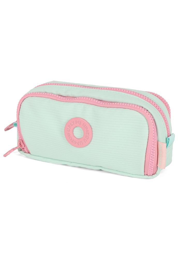 Estojo Triplo Juvenil Médio Luara Up4you Verde/Rosa 2