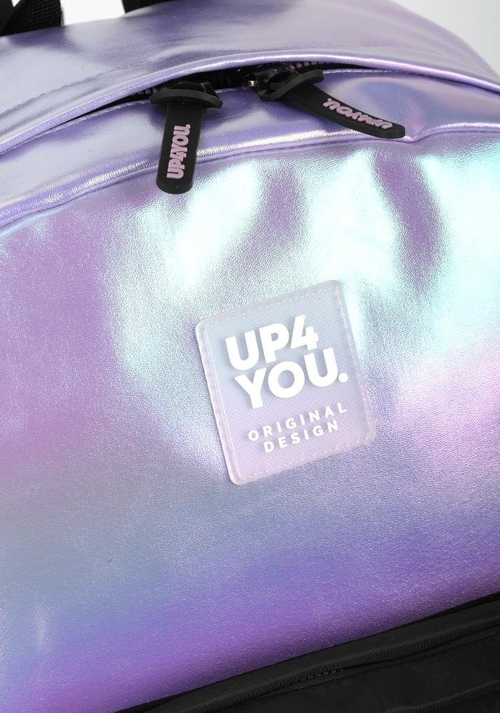 Mochila de Costas Média Juvenil Básica Glitter Up4you Prata 4