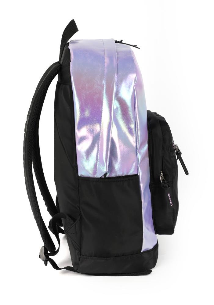 Mochila de Costas Média Juvenil Básica Glitter Up4you Prata 6