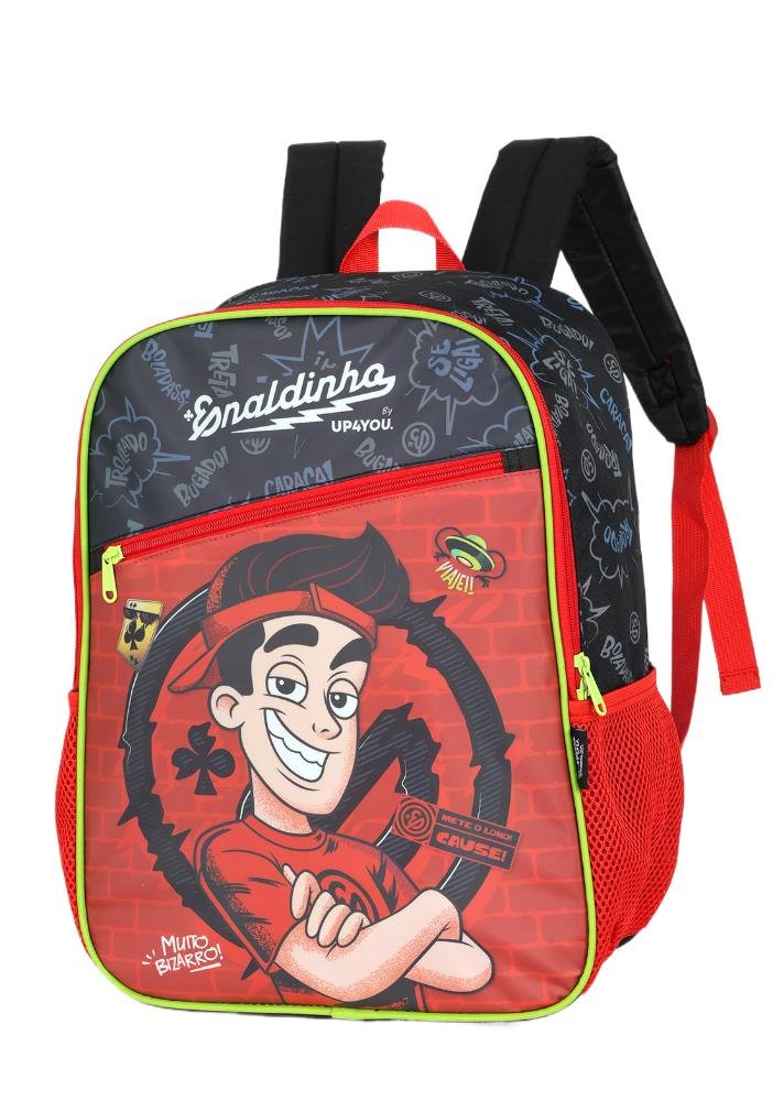 Mochila de Costas Média Infantil Enaldinho Vai com Tudo Up4you Vermelho 2