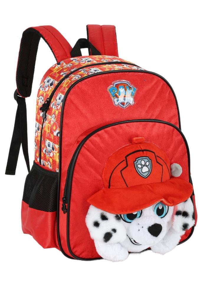 Mochila de Costas Média Infantil Pelucia Patrulha Canina Vermelho 2