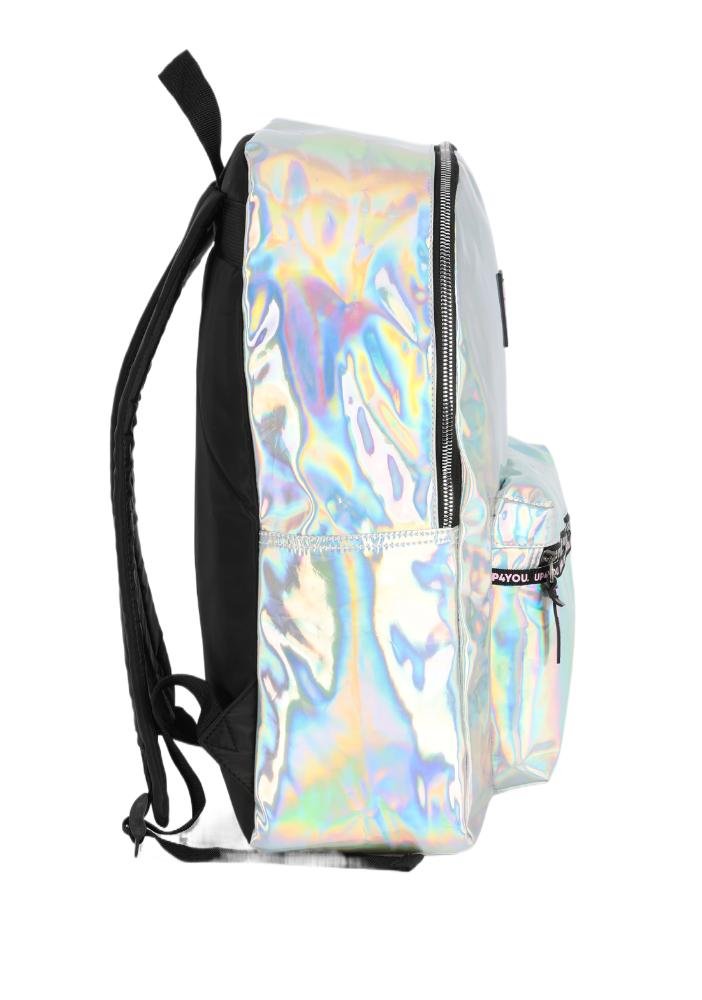 Mochila de Costas Média Juvenil Básica Holográfrico Up4you Prata 4