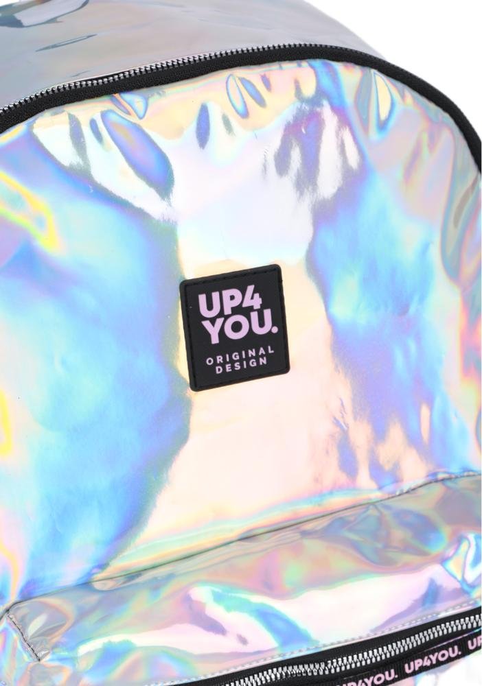 Mochila de Costas Média Juvenil Básica Holográfrico Up4you Prata 6