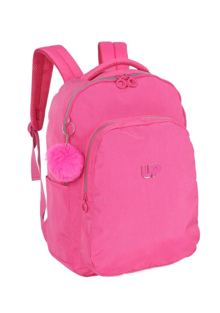 Mochila de Costas Média Juvenil Crinkle Pompom Básica Up4you Rosa 3