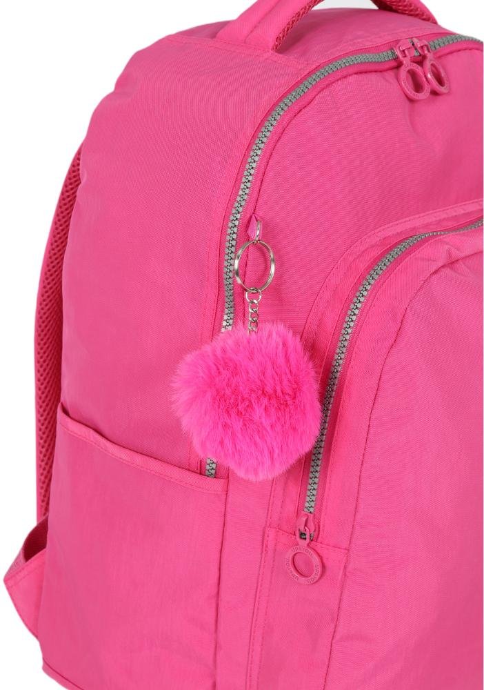 Mochila de Costas Média Juvenil Crinkle Pompom Básica Up4you Rosa 6