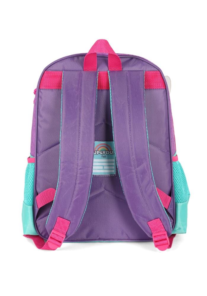 Mochila de Costas Média Infantil Holográfica Sereia Paetê Up4you Roxo/Verde 4