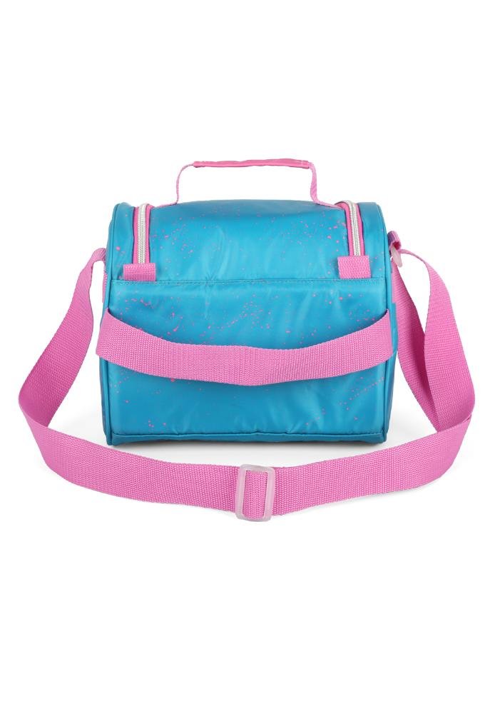 Lancheira Escolar Juvenil Média Transversal Matelassê Chevron com Bolso Up4you Azul 3