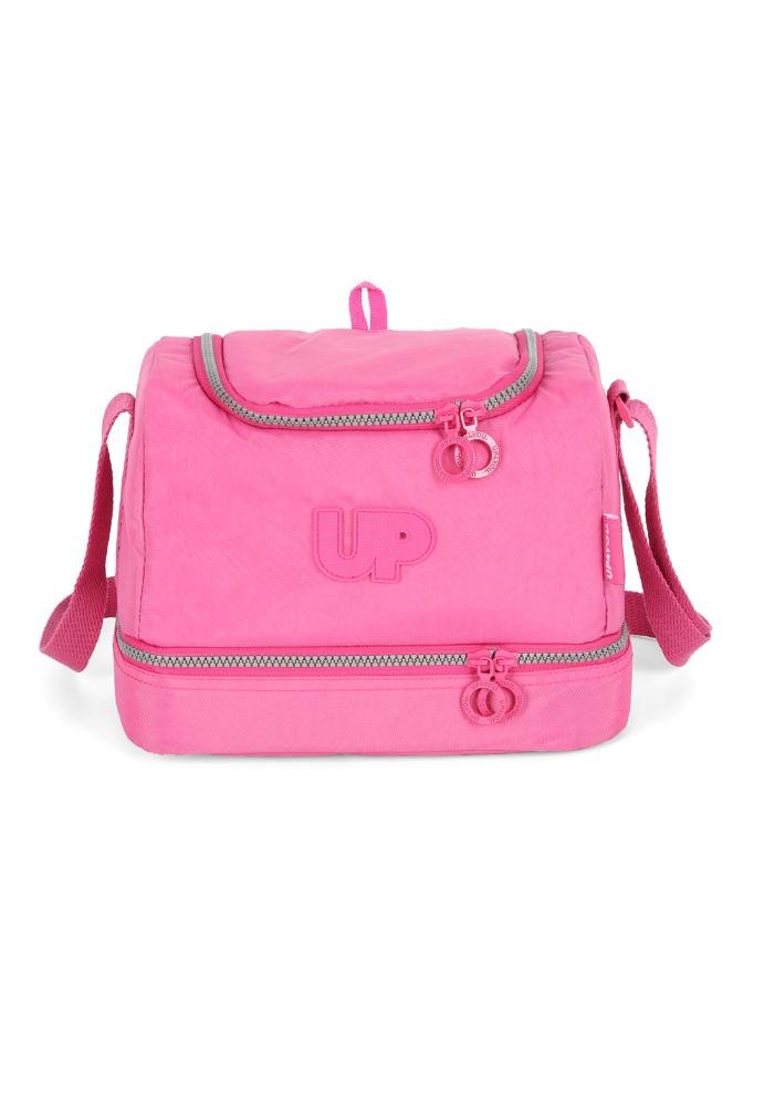 Lancheira Escolar Juvenil Média Transversal Dois Compartimentos Crinkle Up4you Rosa 1