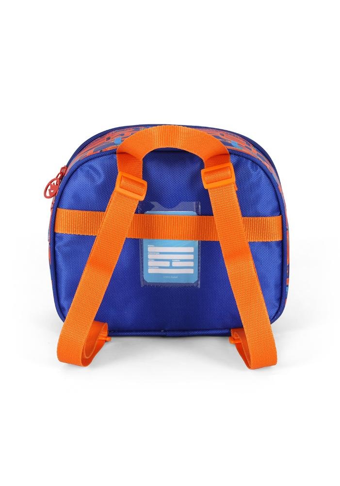 Lancheira Escolar Infantil Pequena de Costas Hotwheels Azul/Laranja 4