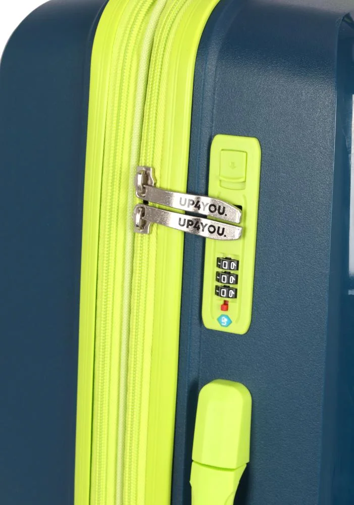 Mala de Viagem Média Polipropileno Jade Expansiva Rodas 360 Up4you Azul/Verde 6