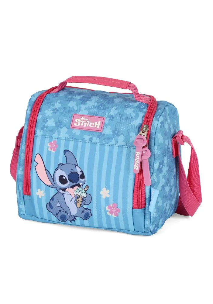 Lancheira Escolar Juvenil Média Stitch e Angel Disney Azul 2