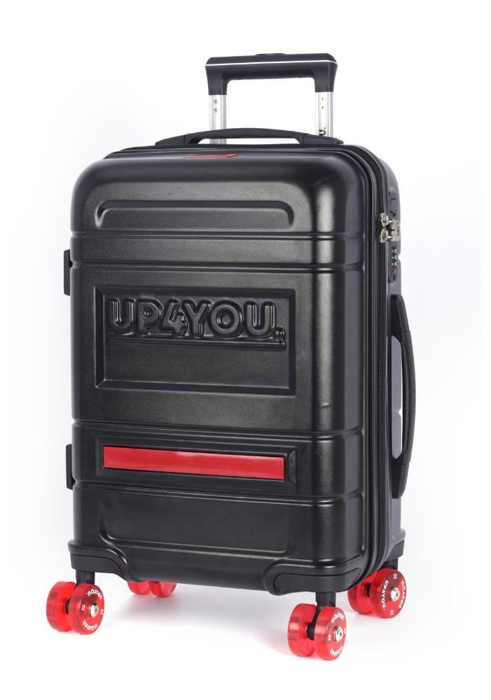 Mala de Viagem Grande Juvenil Policarbonato Rodas 360 de Skate Ollie Up4you Preto 11