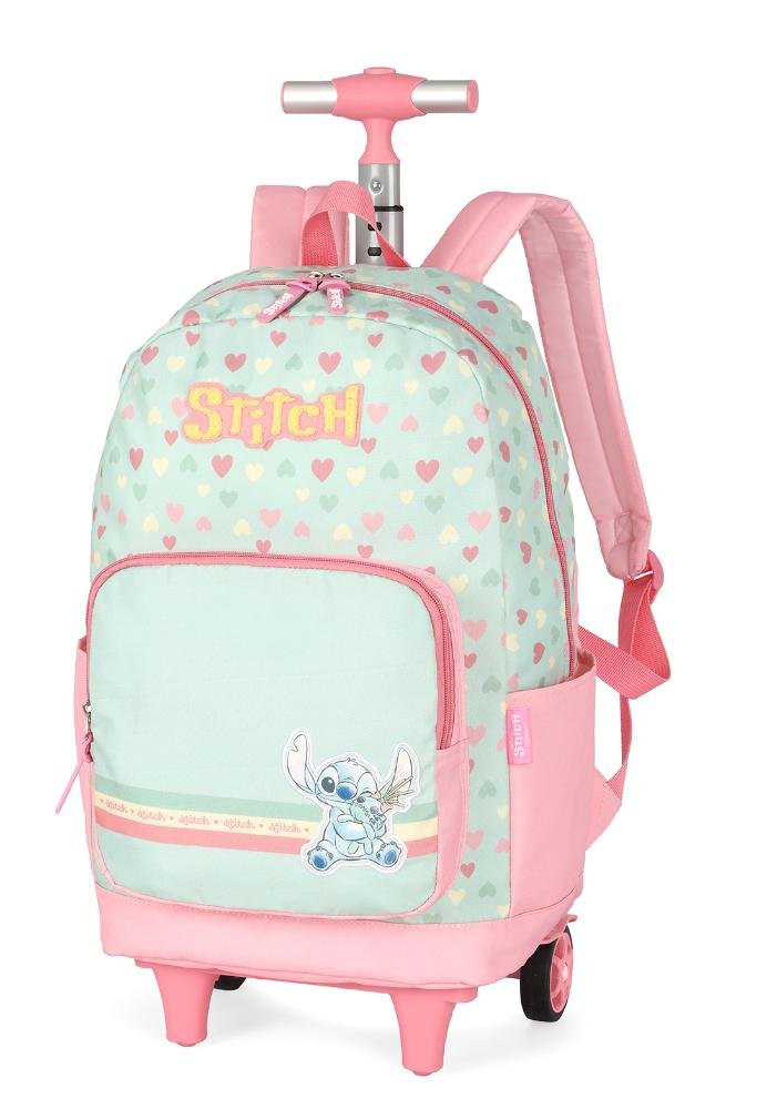 Mochila de Rodinhas Média Infantil de Costas Surf Stitch Disney Verde 2