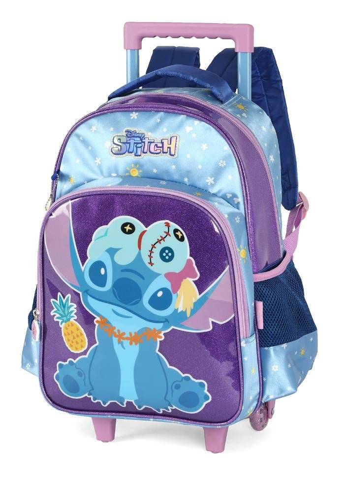 Mochila de Rodinhas Pequena Infantil de Costas Aloha Stitch Roxo 2
