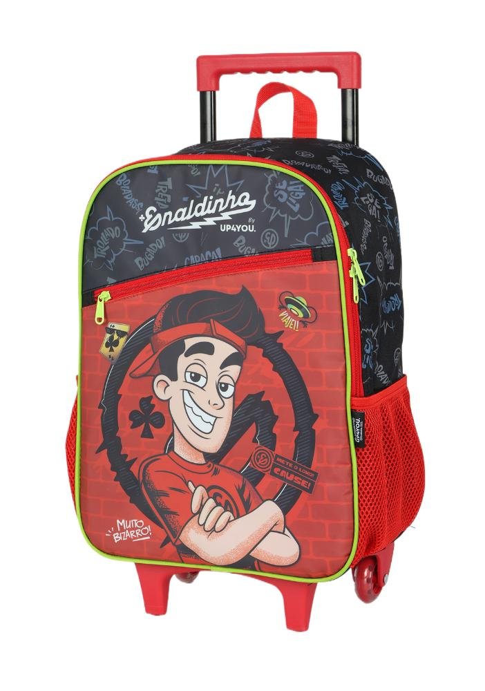 Mochila de Rodinhas Média Infantil Enaldinho Vai com Tudo Up4you Vermelho 2