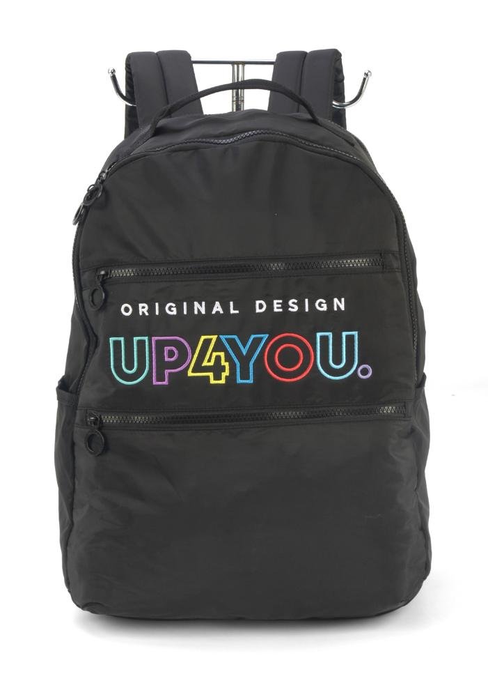 Mochila de Costas Média Juvenil Náilon Notebook Up4you Preto 1