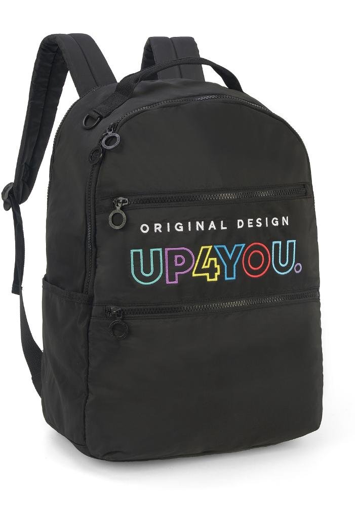 Mochila de Costas Média Juvenil Náilon Notebook Up4you Preto 2