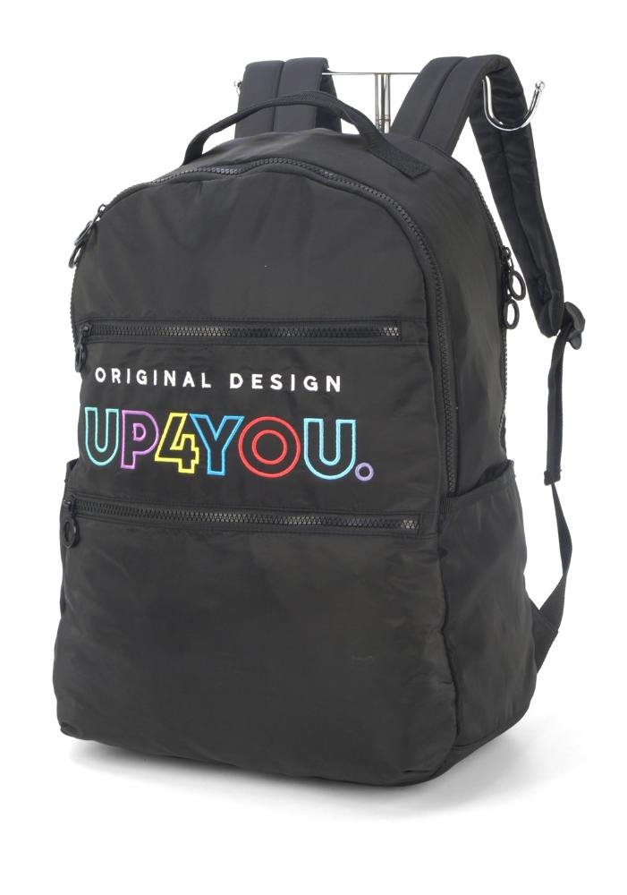 Mochila de Costas Média Juvenil Náilon Notebook Up4you Preto 3