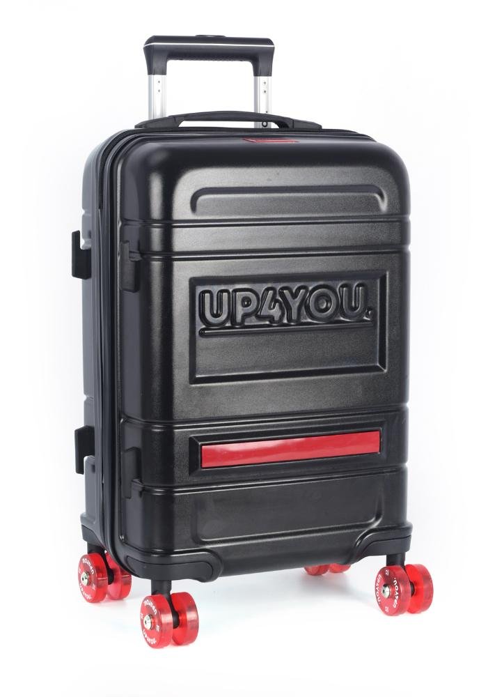 Mala de Viagem Bordo Juvenil Policarbonato Rodas 360 Skate Ollie Up4you Preto 2