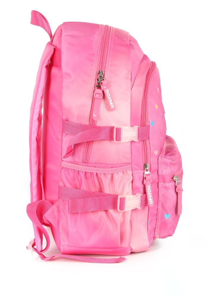 Mochila de Costas Média Juvenil Náilon Coração Notebook Up4you Rosa 4