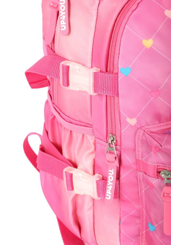 Mochila de Costas Média Juvenil Náilon Coração Notebook Up4you Rosa 5