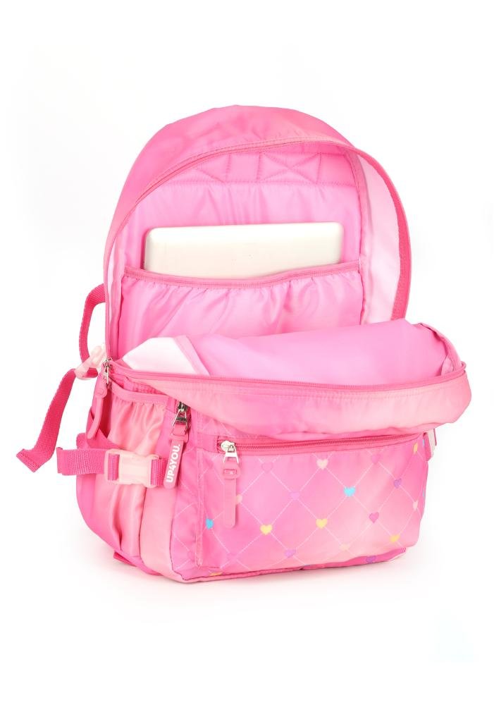 Mochila de Costas Média Juvenil Náilon Coração Notebook Up4you Rosa 7