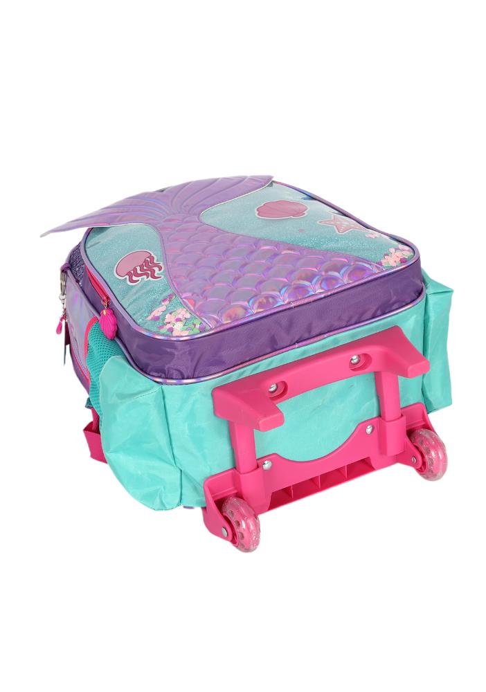 Mochila de Rodinhas Média Infantil de Costas Holográfica Sereia Paetê Up4you Roxo 6