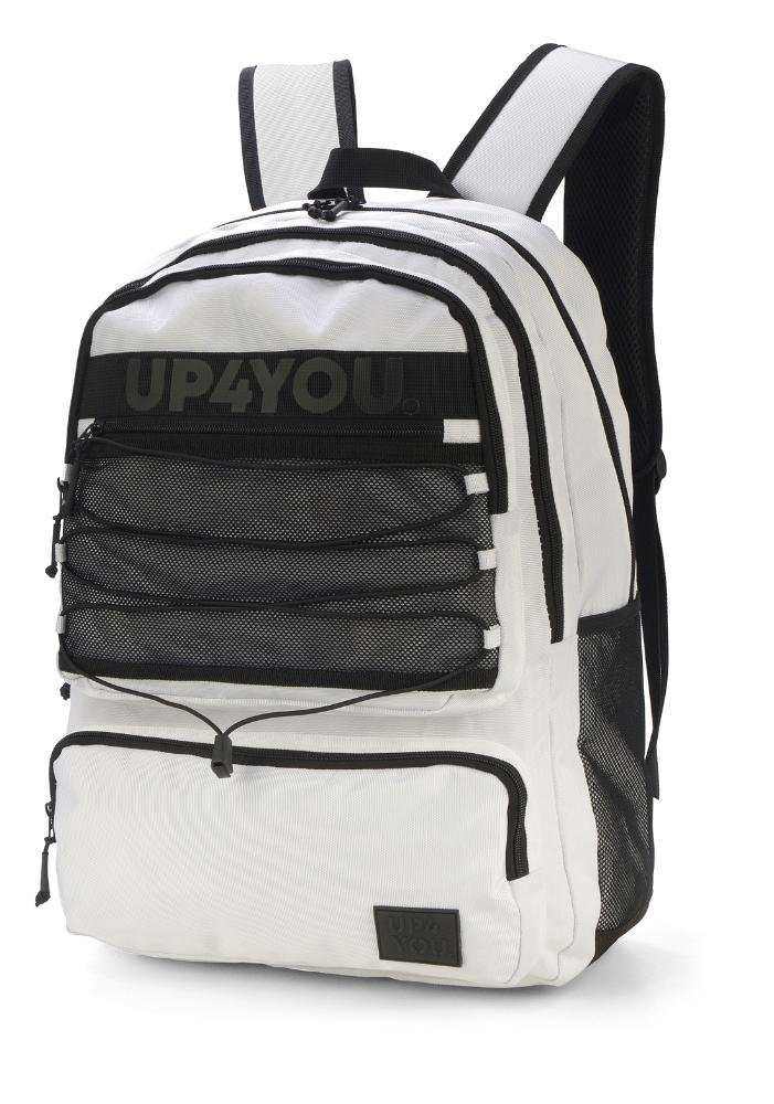 Mochila de Costas Grande Juvenil Náilon Notebook Ajustável Up4you Branco/Preto 6