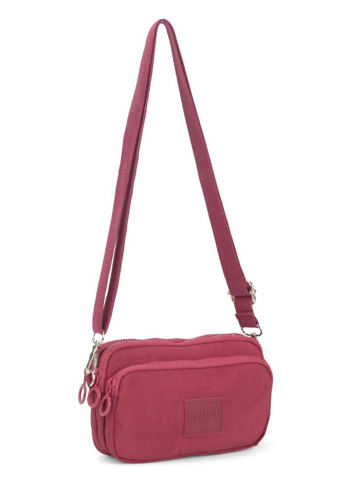 Bolsa Baguete Pequena Transversal Crinkle Verão Up4you Vermelho 2