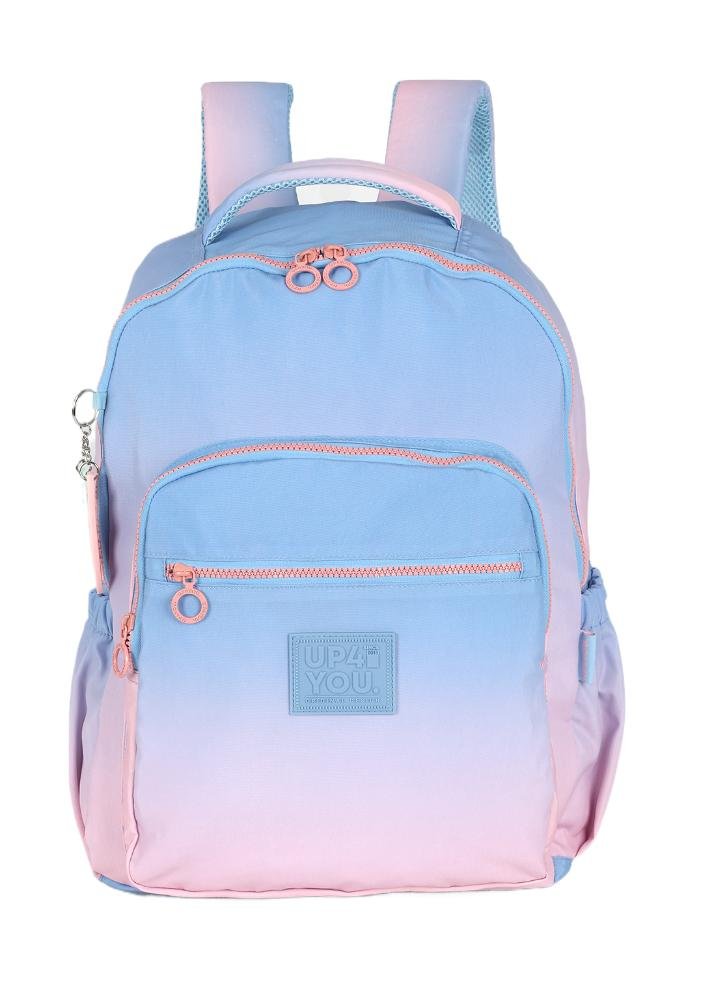 Mochila de Costas Grande Juvenil Crinkle Bicolor com Chaveiro Luara Up4you