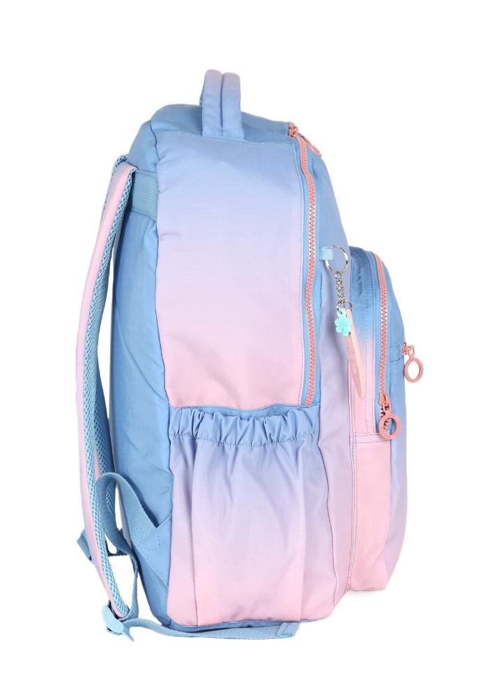 Mochila de Costas Grande Juvenil Crinkle Bicolor com Chaveiro Luara Up4you Azul 3